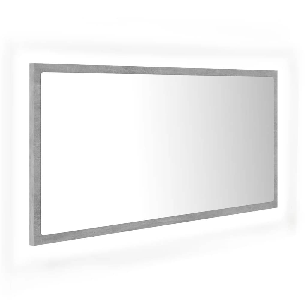 vidaXL LED-Badspiegel Betongrau 90x8,5x37 cm Acryl