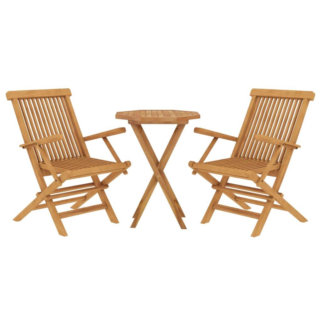 vidaXL 3-tlg. Garten-Essgruppe Massivholz Teak