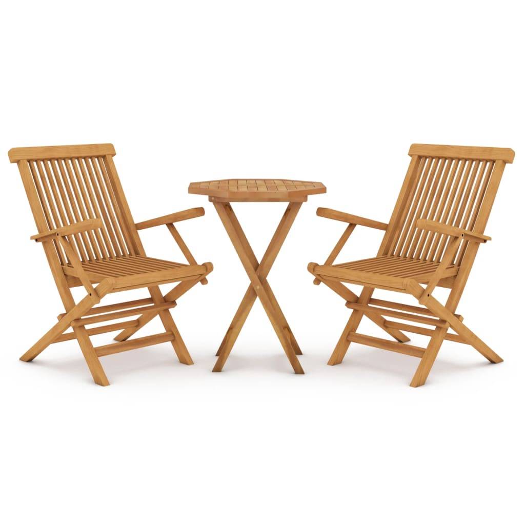 vidaXL 3-tlg. Garten-Essgruppe Massivholz Teak