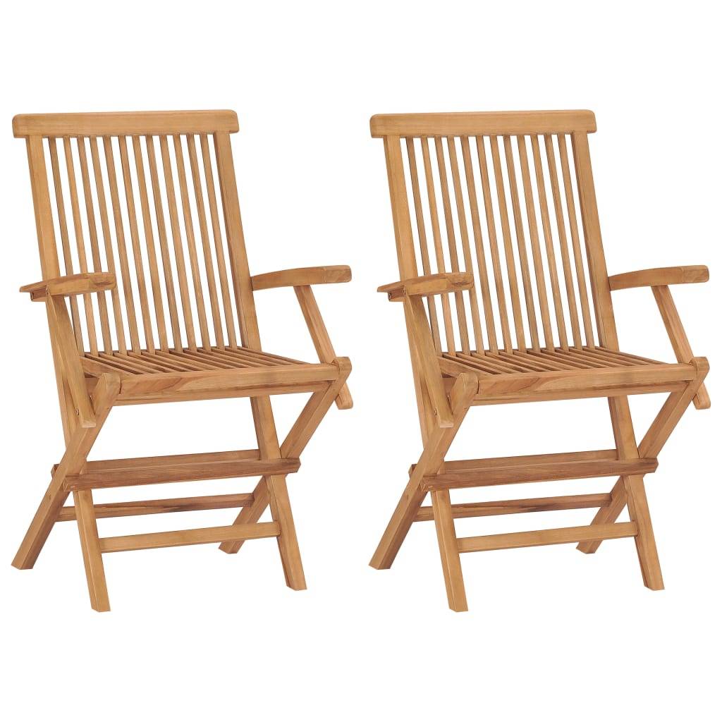 vidaXL Gartenstühle mit Taupe Kissen 2 Stk. Massivholz Teak