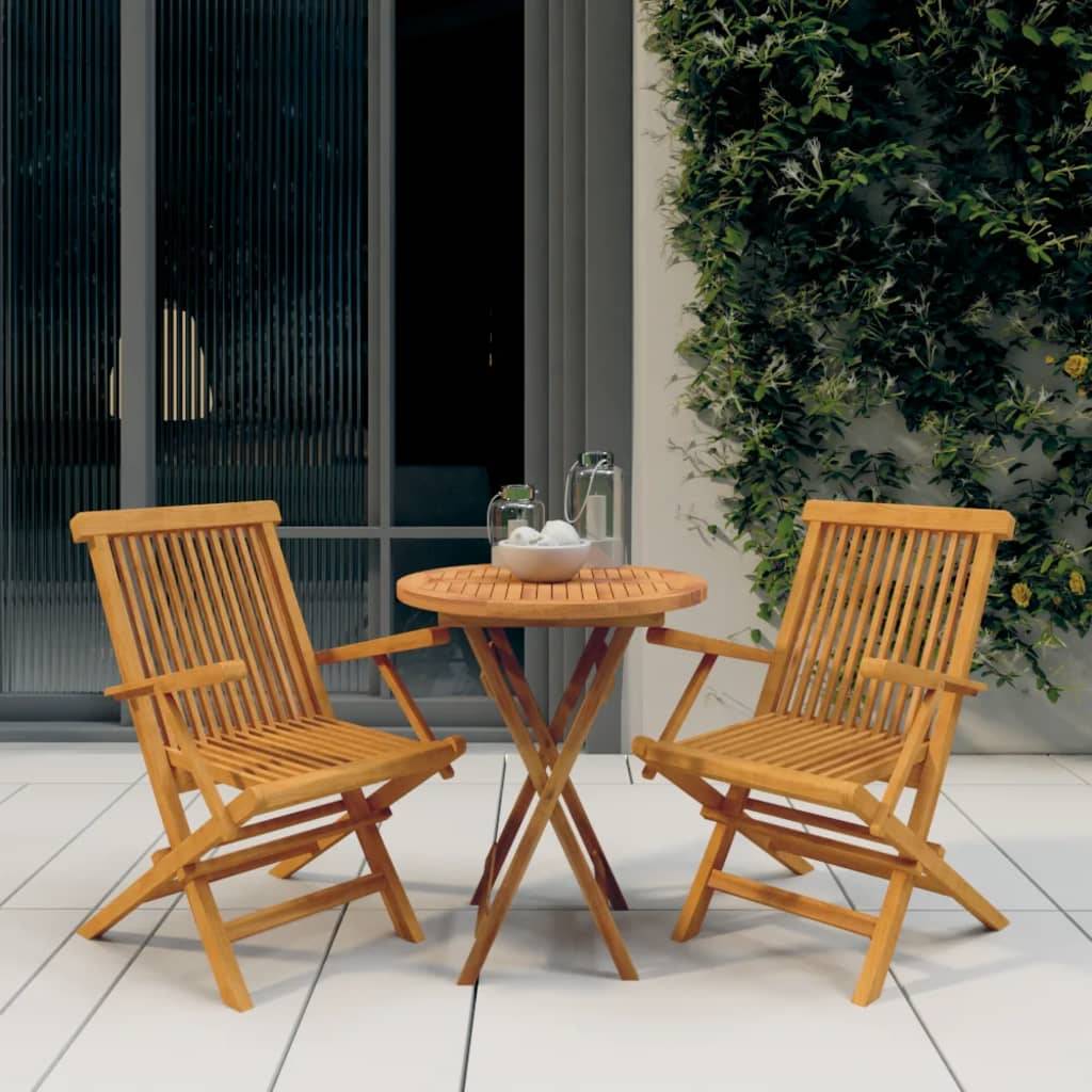 vidaXL 3-tlg. Garten-Essgruppe Massivholz Teak