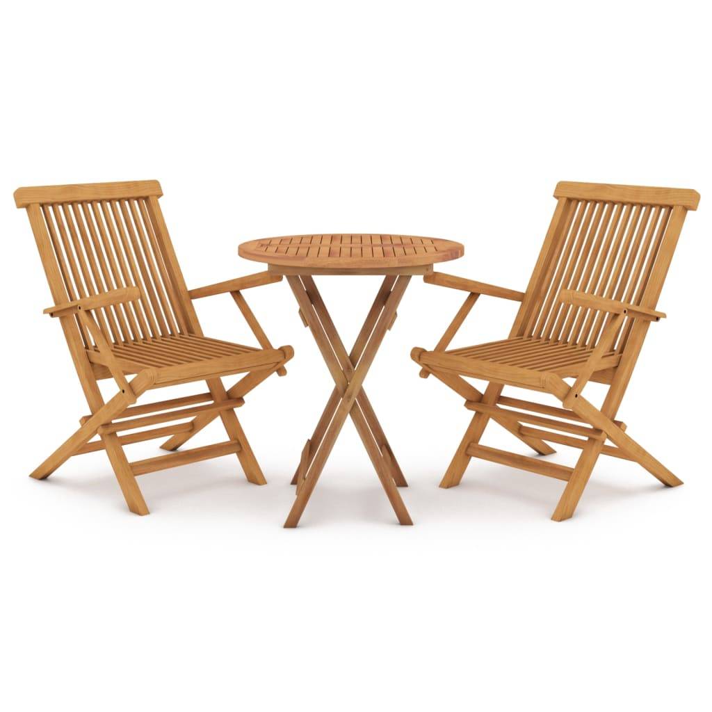 vidaXL 3-tlg. Garten-Essgruppe Massivholz Teak