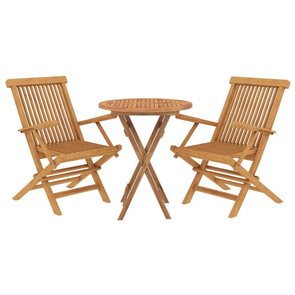 vidaXL 3-tlg. Garten-Essgruppe Massivholz Teak