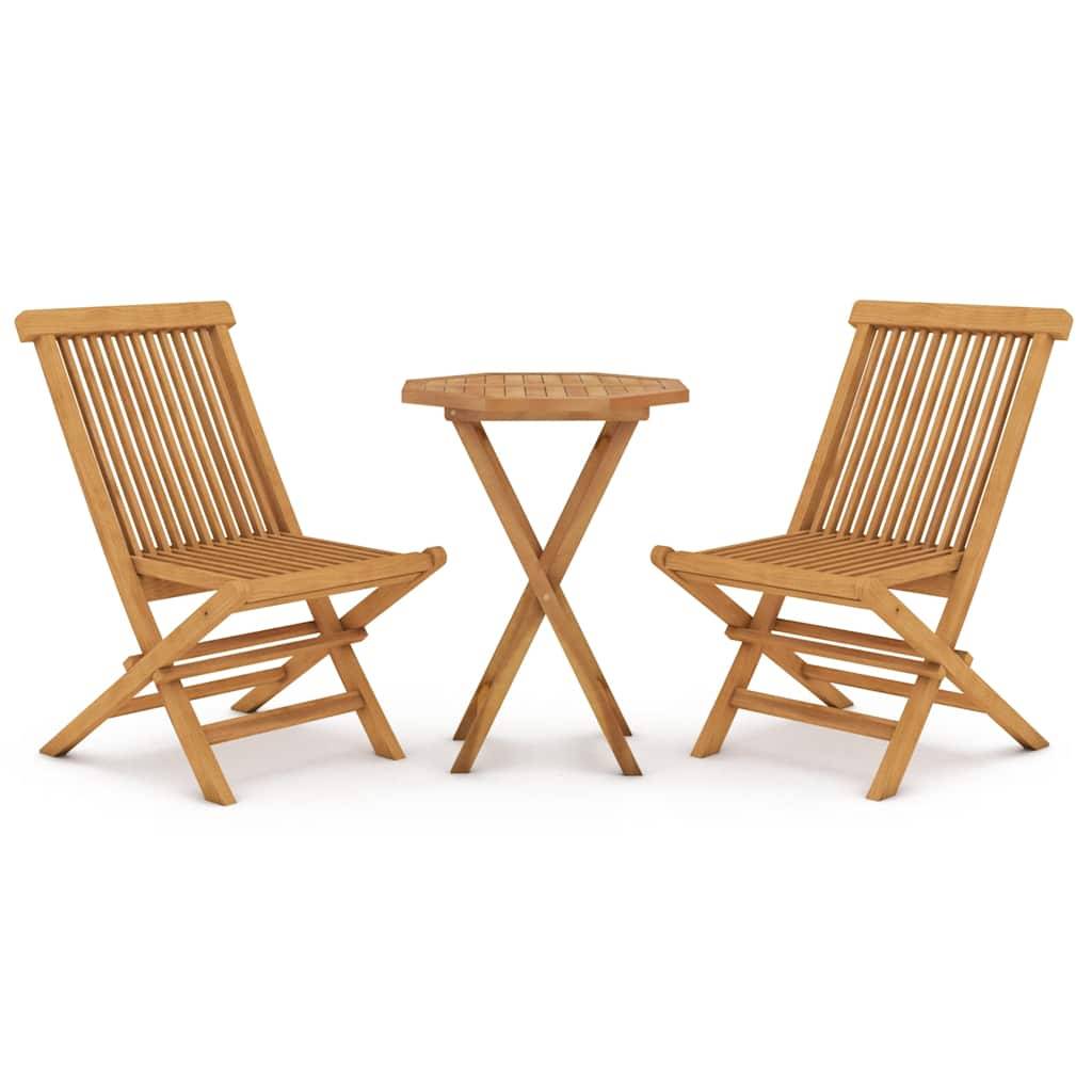 vidaXL 3-tlg. Garten-Essgruppe Massivholz Teak