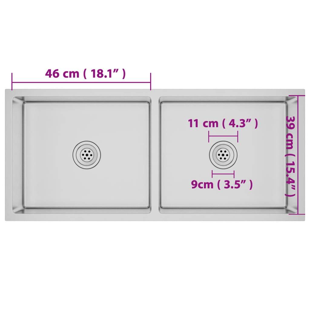 vidaXL Handgemachte Einbauspüle Edelstahl