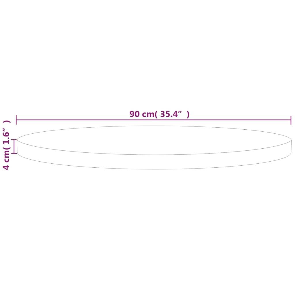 vidaXL Runde Tischplatte Ø90x4 cm Unbehandeltes Massivholz Eiche