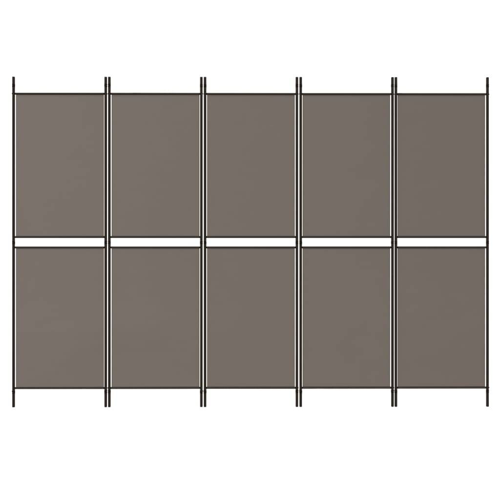 vidaXL 5-tlg. Paravent Anthrazit 250x180 cm Stoff