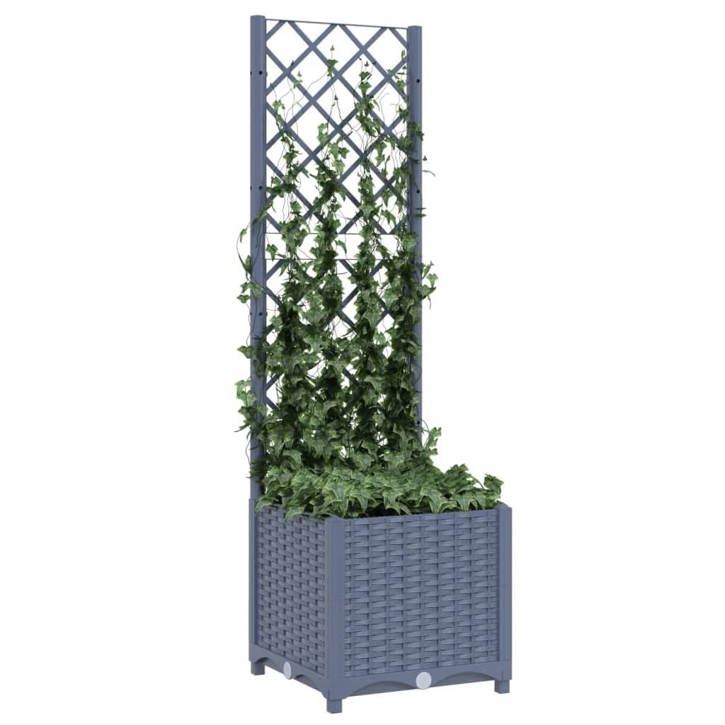 vidaXL Pflanzkübel mit Spalier Blaugrau 40x40x136 cm PP
