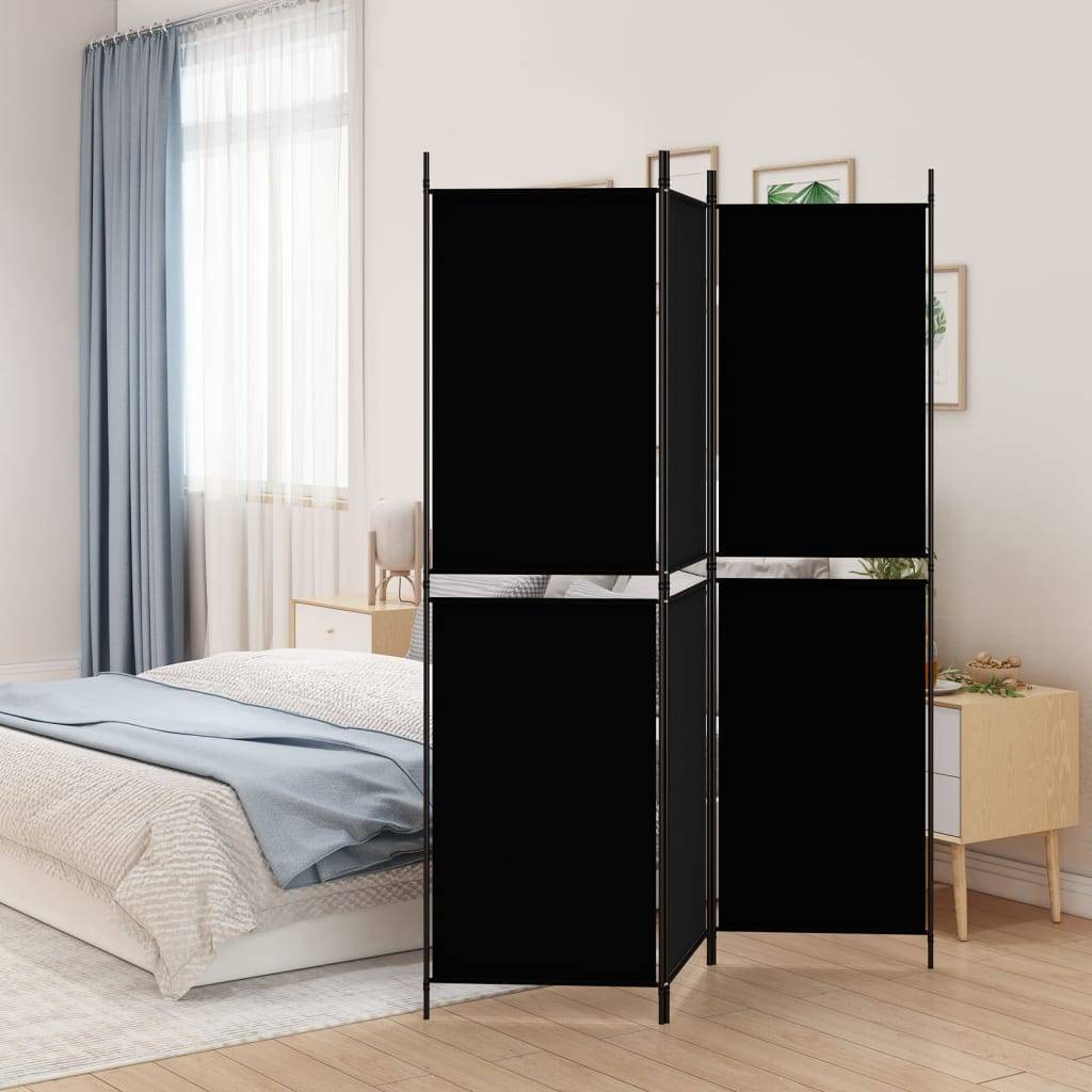 vidaXL 3-tlg. Paravent Schwarz 150x180 cm Stoff
