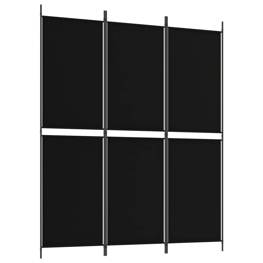 vidaXL 3-tlg. Paravent Schwarz 150x180 cm Stoff