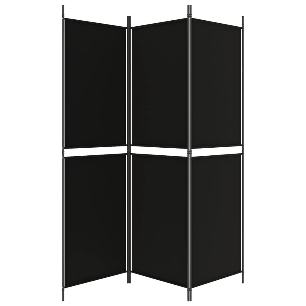 vidaXL 3-tlg. Paravent Schwarz 150x180 cm Stoff