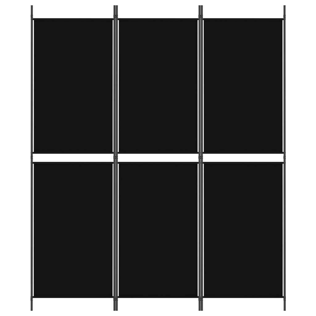vidaXL 3-tlg. Paravent Schwarz 150x180 cm Stoff
