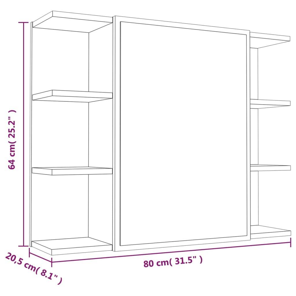 vidaXL Bad-Spiegelschrank Räuchereiche 80x20,5x64 cm Holzwerkstoff