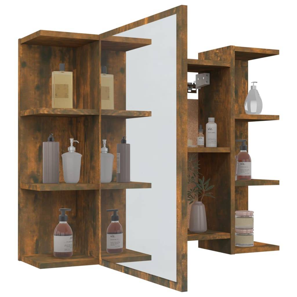 vidaXL Bad-Spiegelschrank Räuchereiche 80x20,5x64 cm Holzwerkstoff