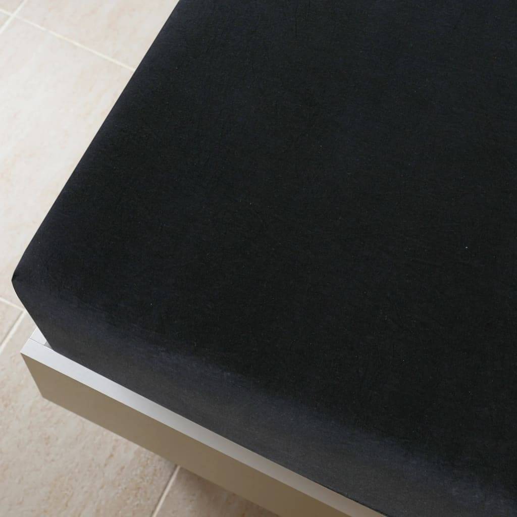 vidaXL Spannbettlaken Jersey Schwarz 160x200 cm Baumwolle