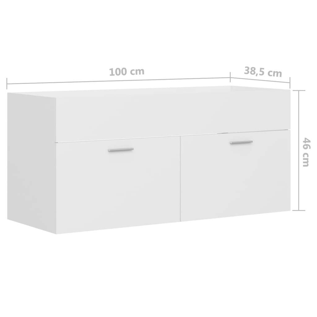 vidaXL Waschbeckenunterschrank mit Einbaubecken Weiß Holzwerkstoff