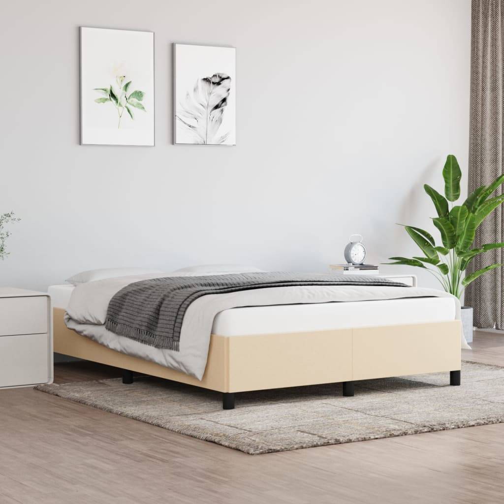 vidaXL Bettgestell ohne Matratze Creme 140x200 cm Stoff