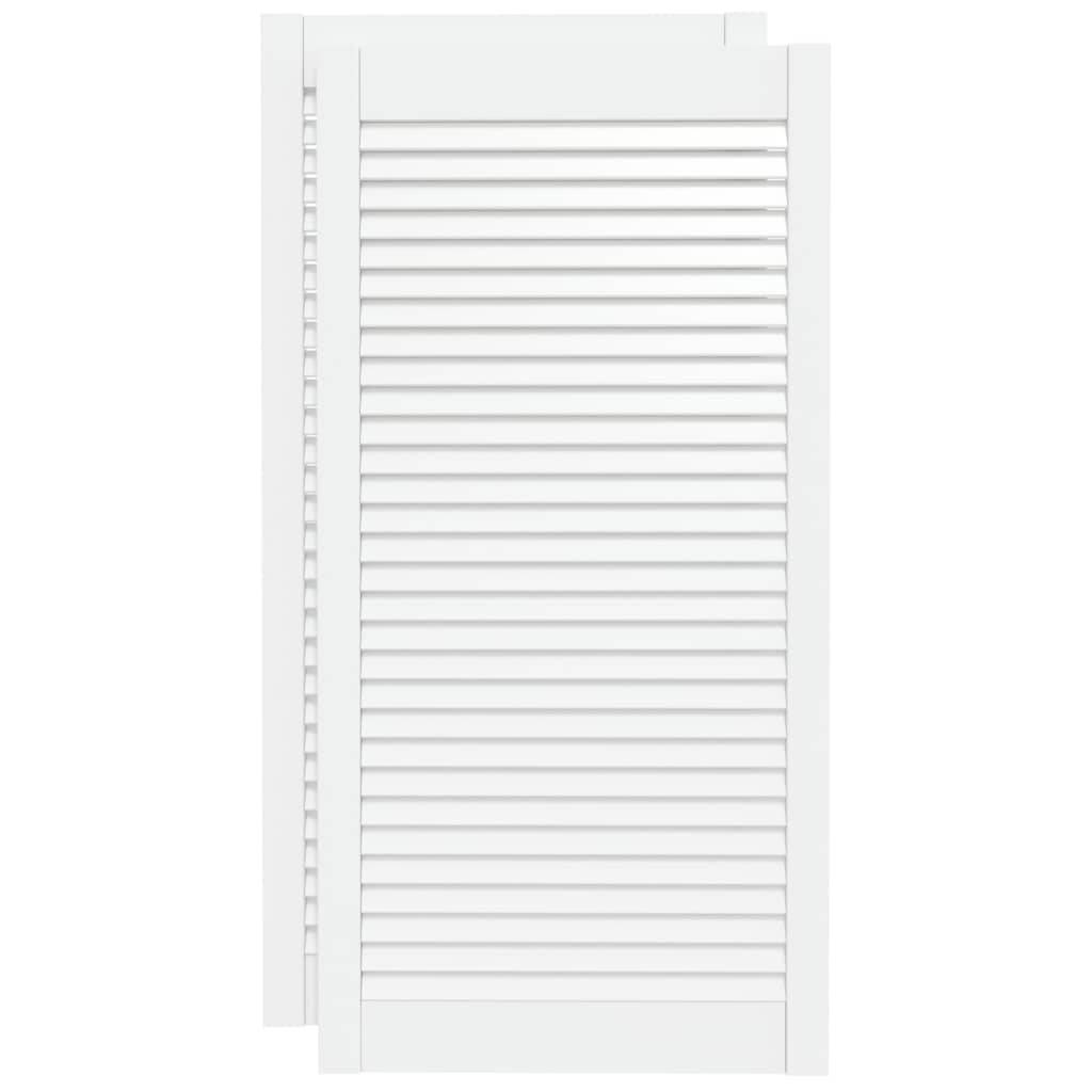 vidaXL Schranktüren Lamellen-Design 2 Stk Weiß 99,3x49,4 cm Massivholz