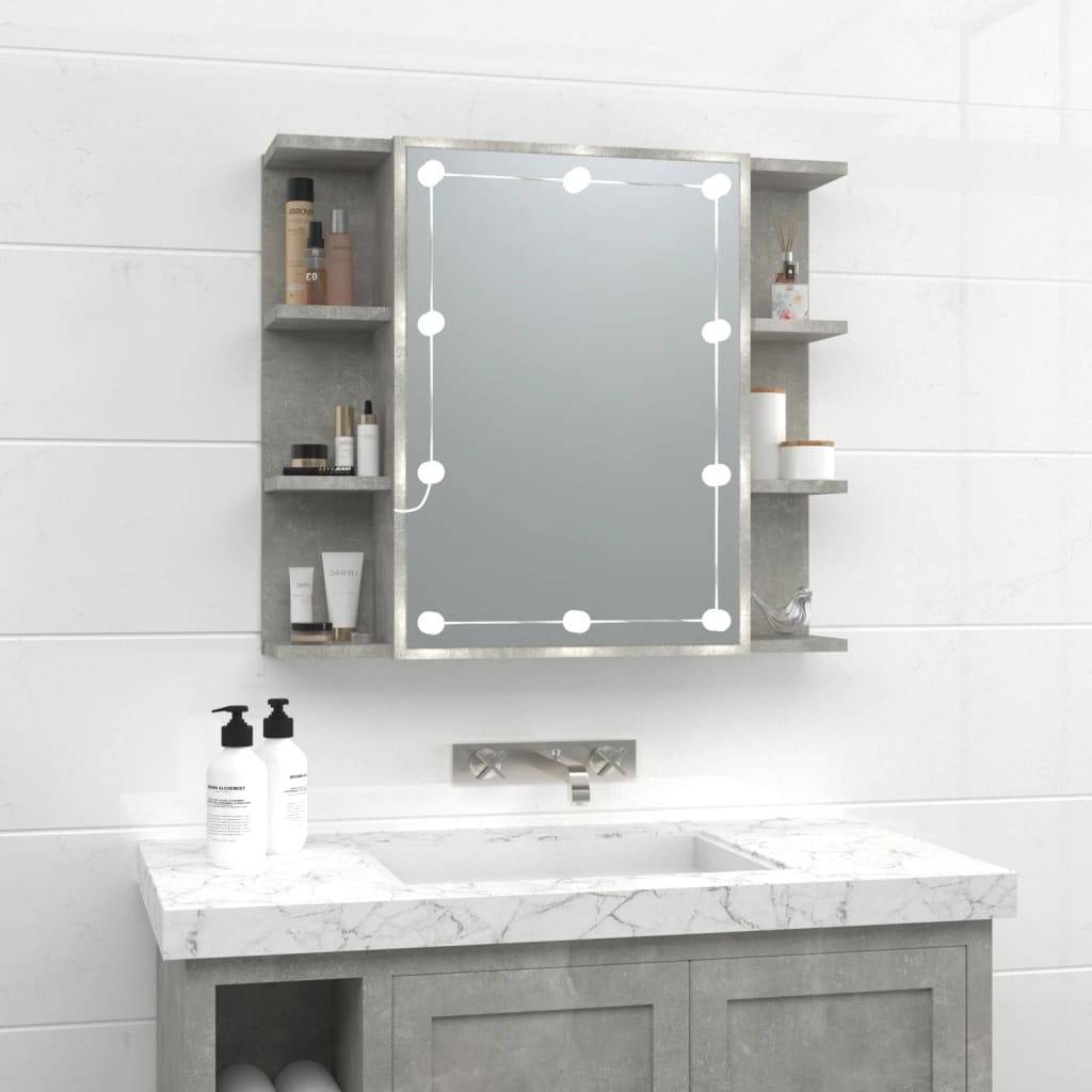 vidaXL Spiegelschrank mit LED Betongrau 70x16,5x60 cm