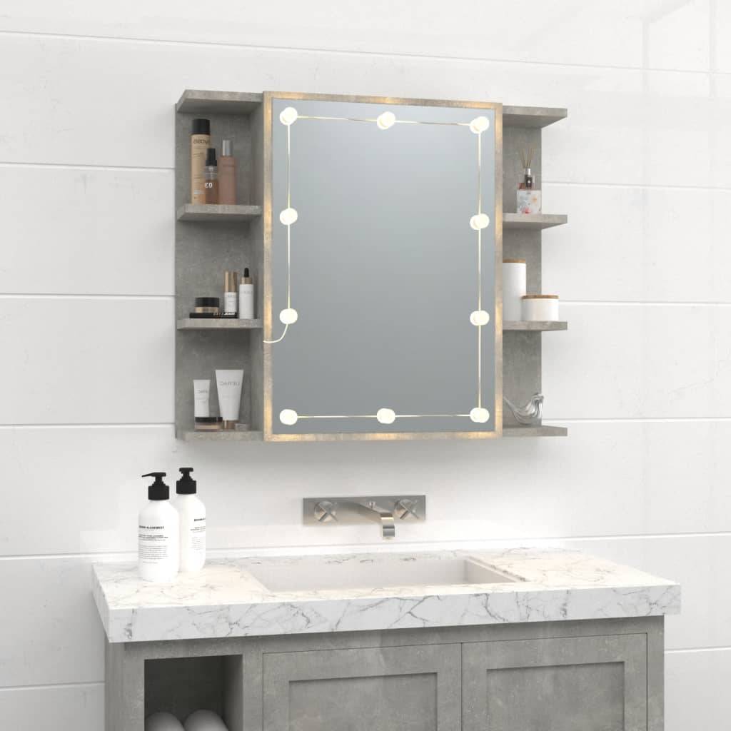vidaXL Spiegelschrank mit LED Betongrau 70x16,5x60 cm