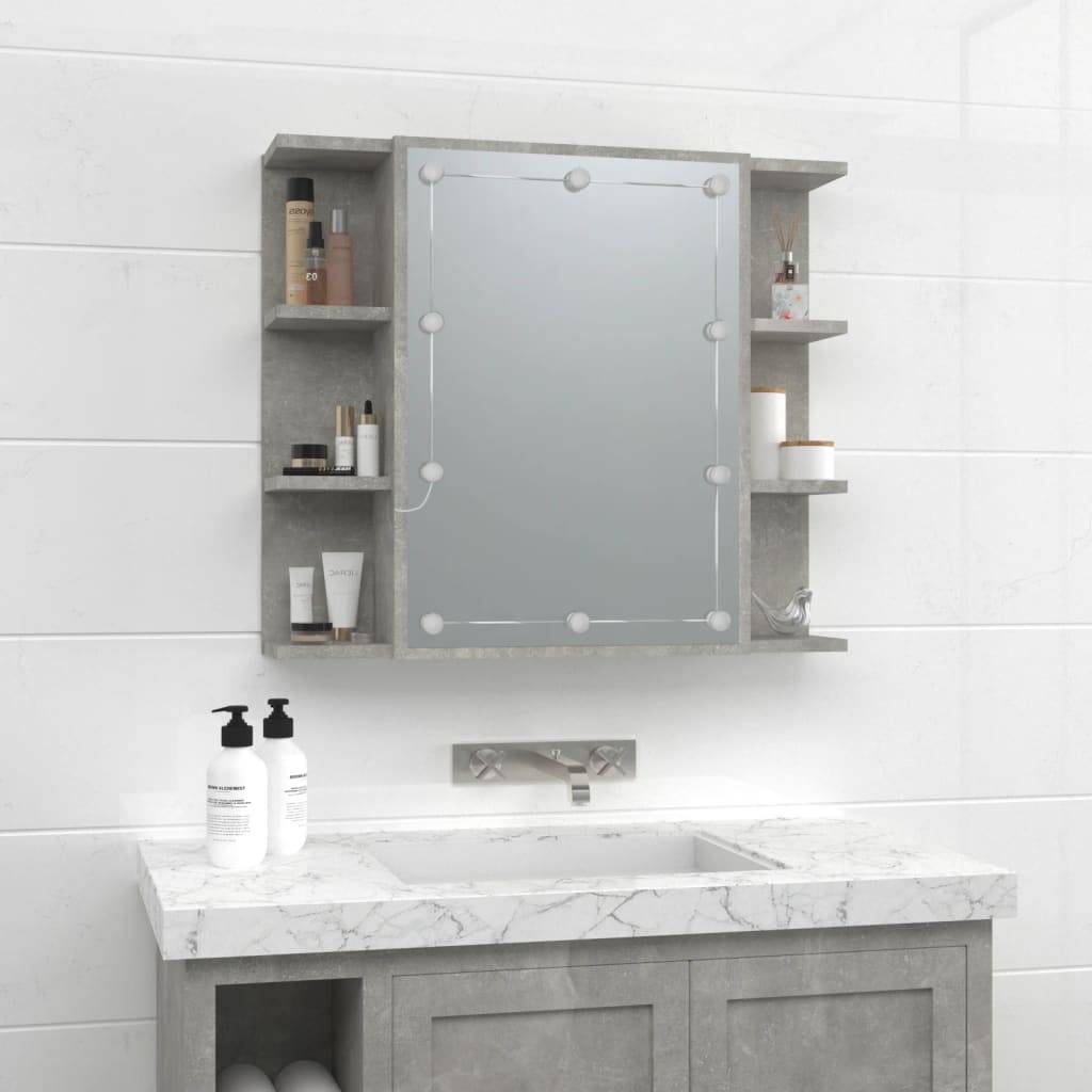 vidaXL Spiegelschrank mit LED Betongrau 70x16,5x60 cm