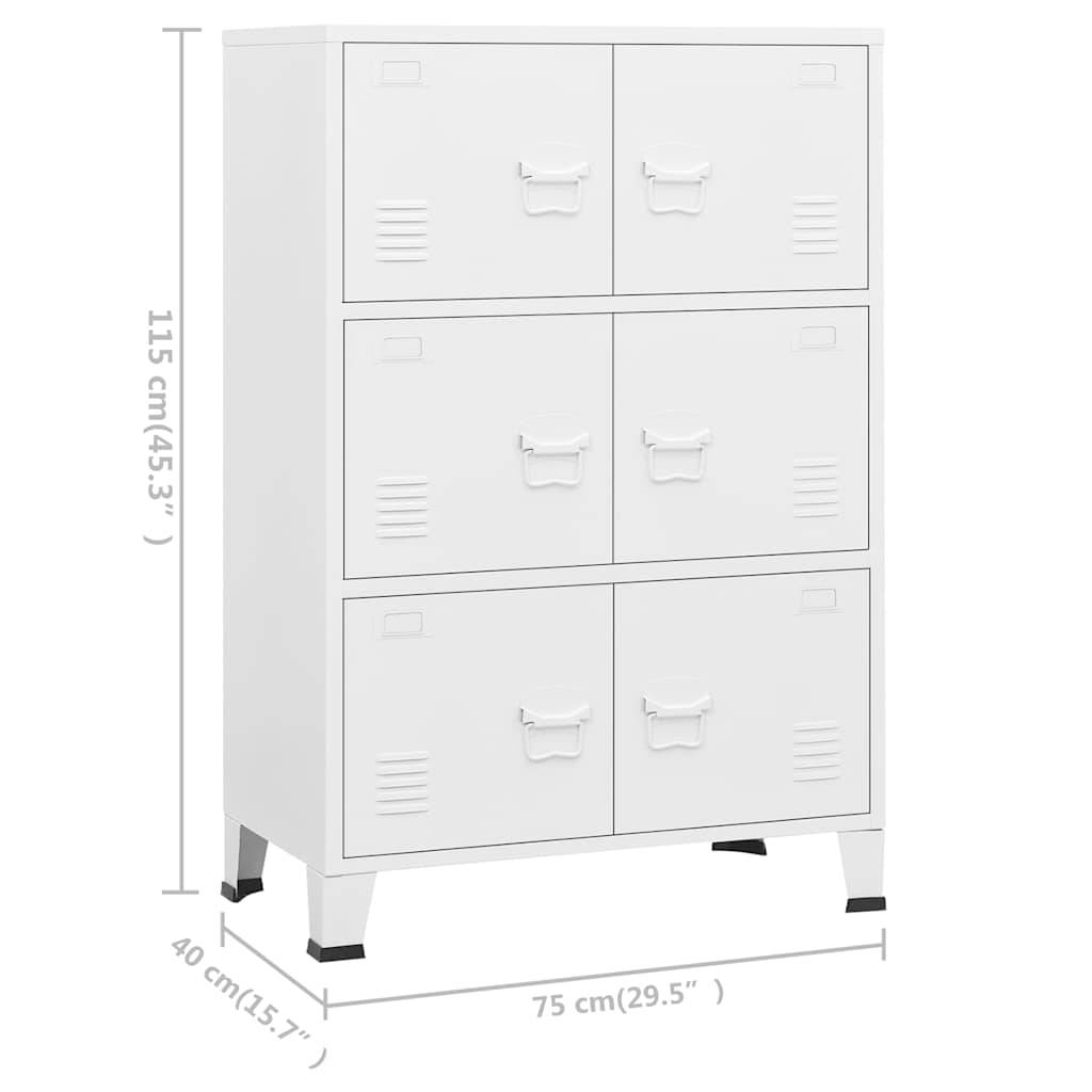 vidaXL Lagerschrank Industrial Weiß 75x40x115 cm Metall