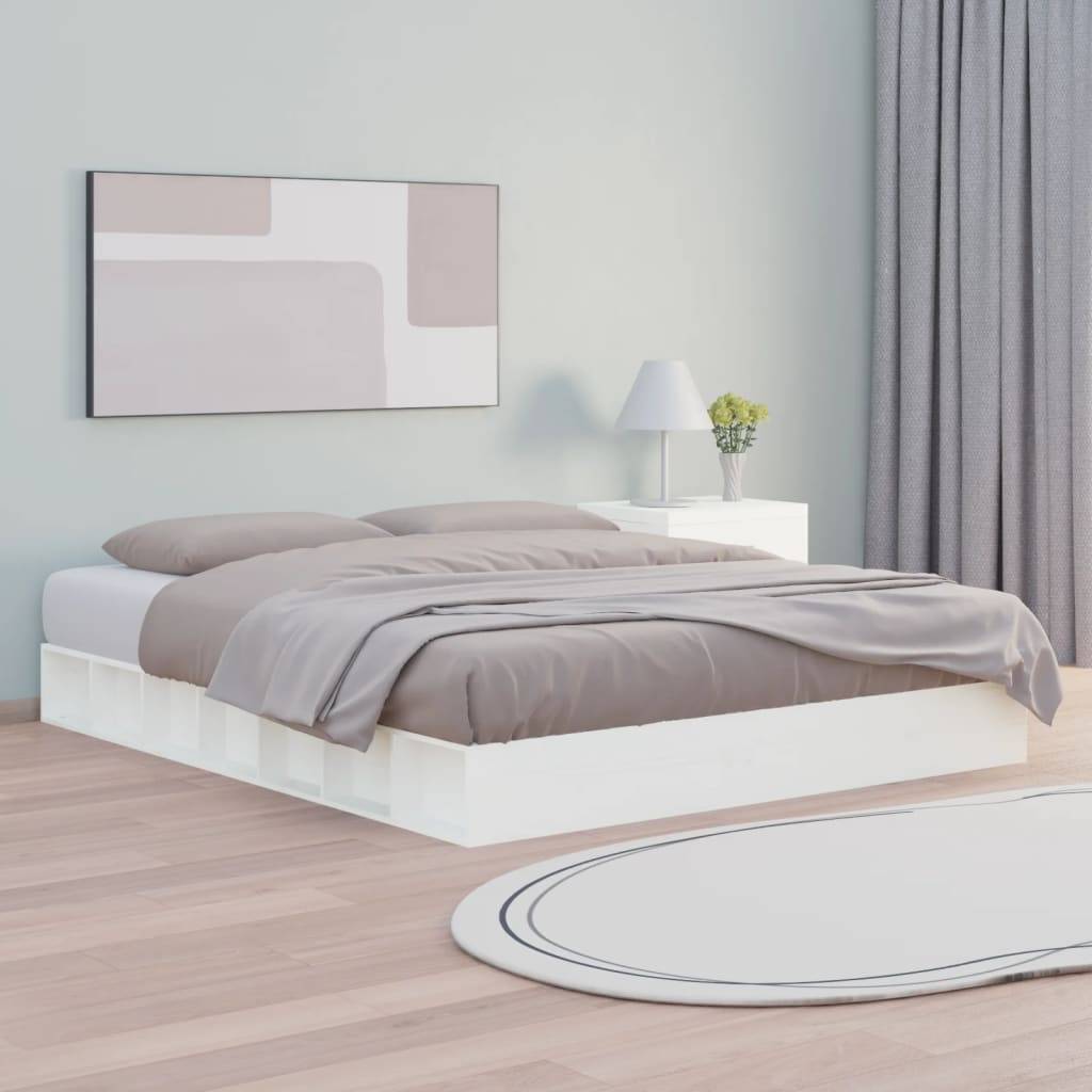 vidaXL Massivholzbett Weiß 180x200 cm