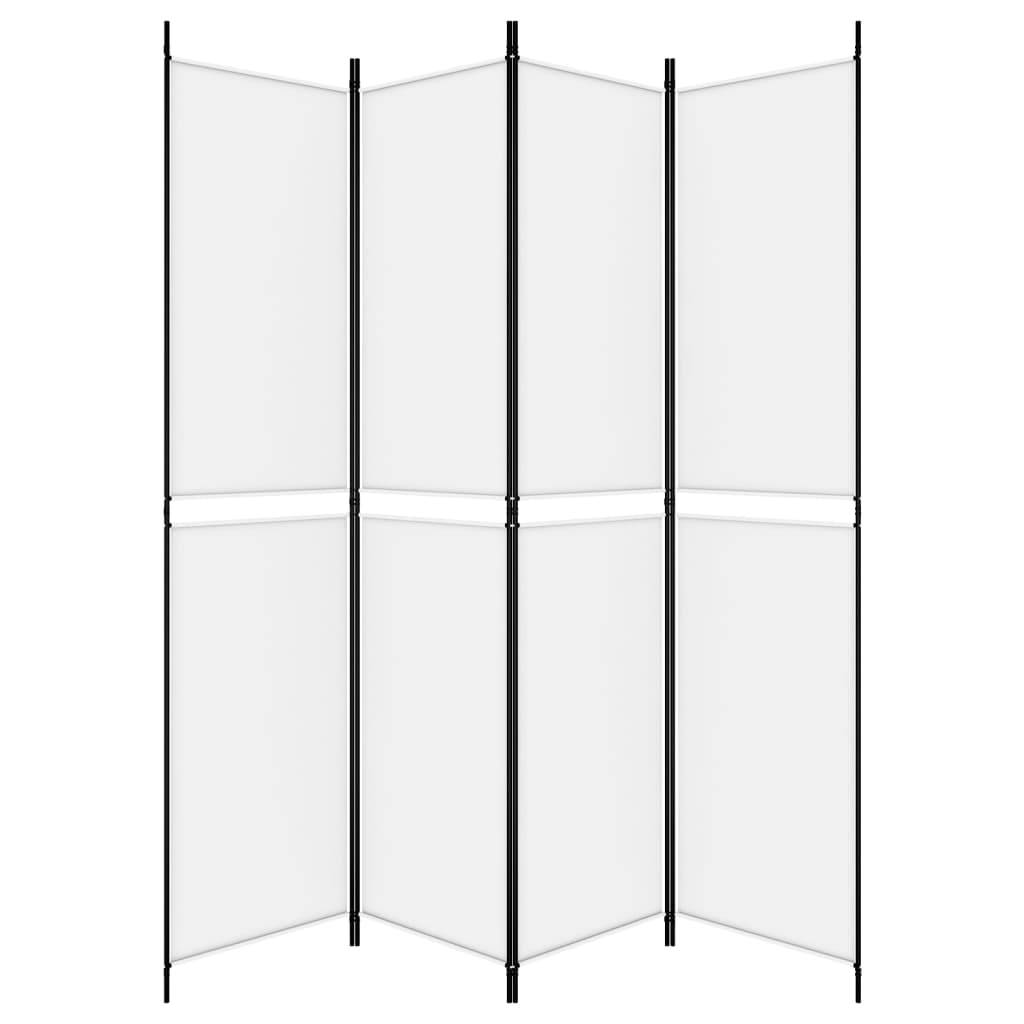 vidaXL 4-tlg. Paravent Weiß 200x220 cm Stoff