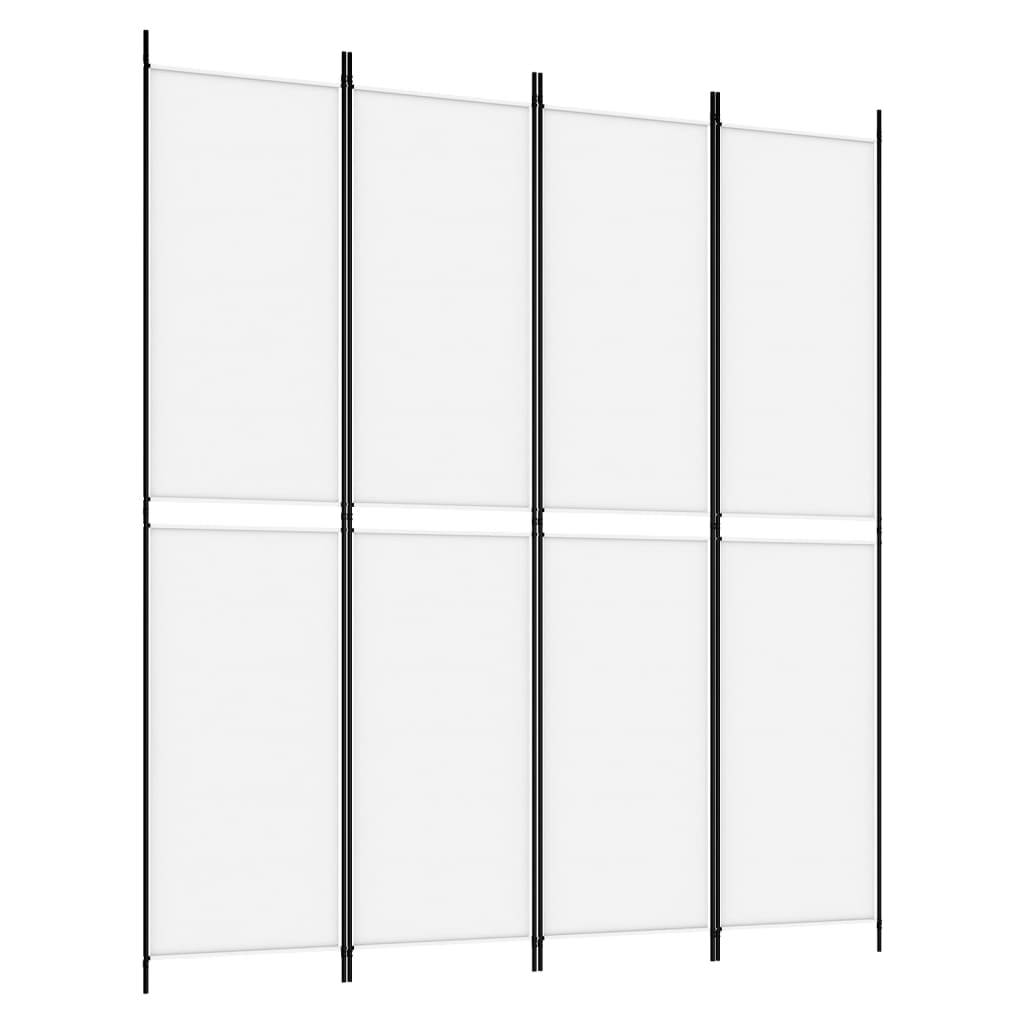 vidaXL 4-tlg. Paravent Weiß 200x220 cm Stoff