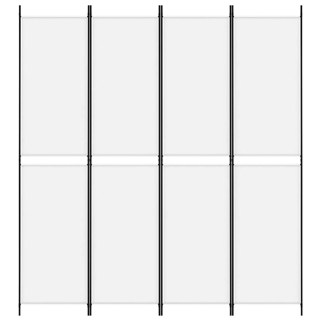 vidaXL 4-tlg. Paravent Weiß 200x220 cm Stoff