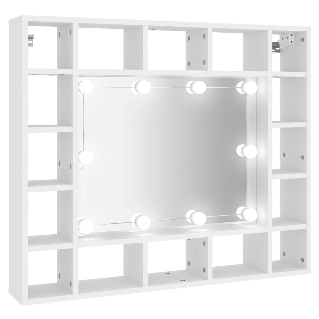 vidaXL Spiegelschrank mit LED Weiß 91x15x76,5 cm