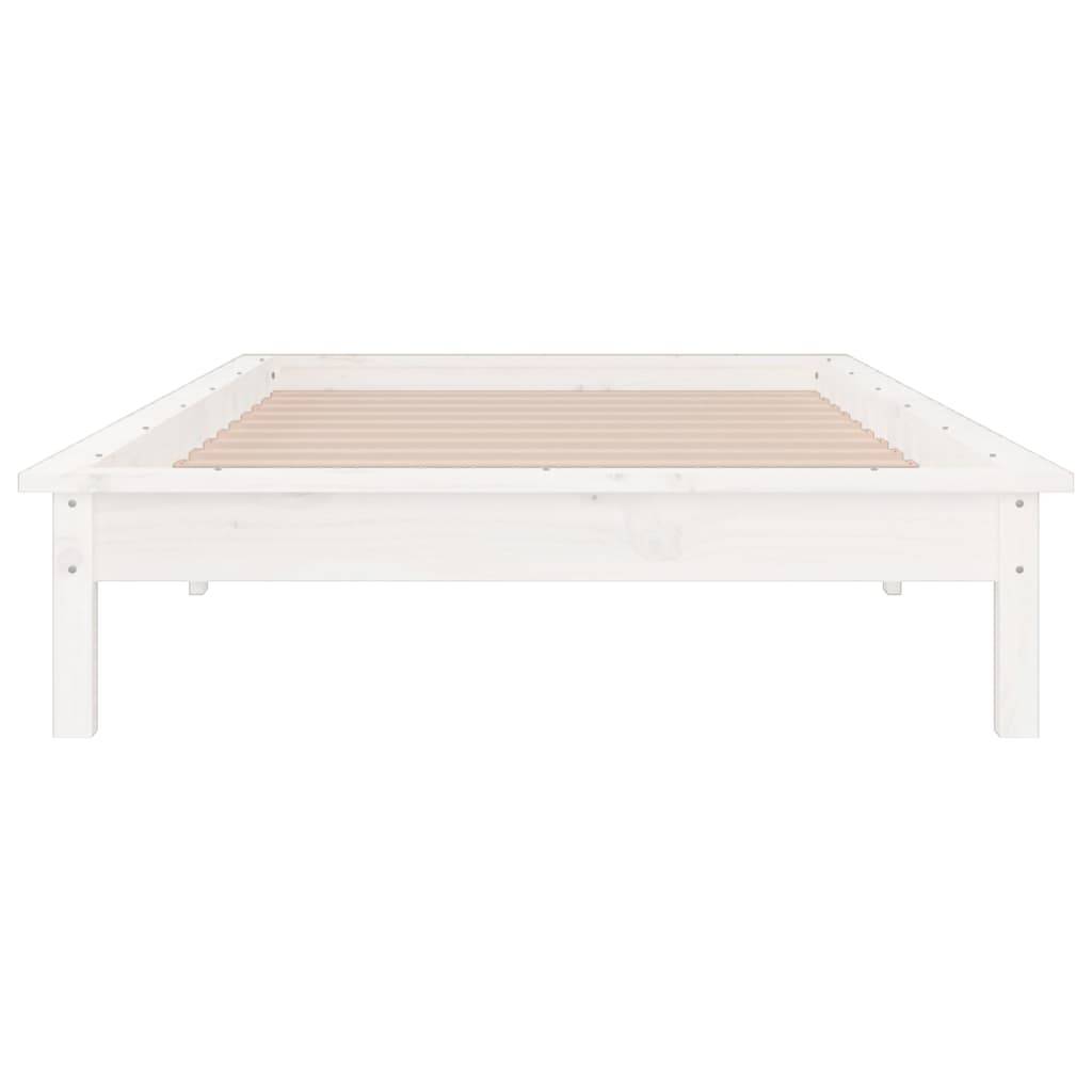 vidaXL Massivholzbett mit LED-Beleuchtung Weiß 90x200 cm