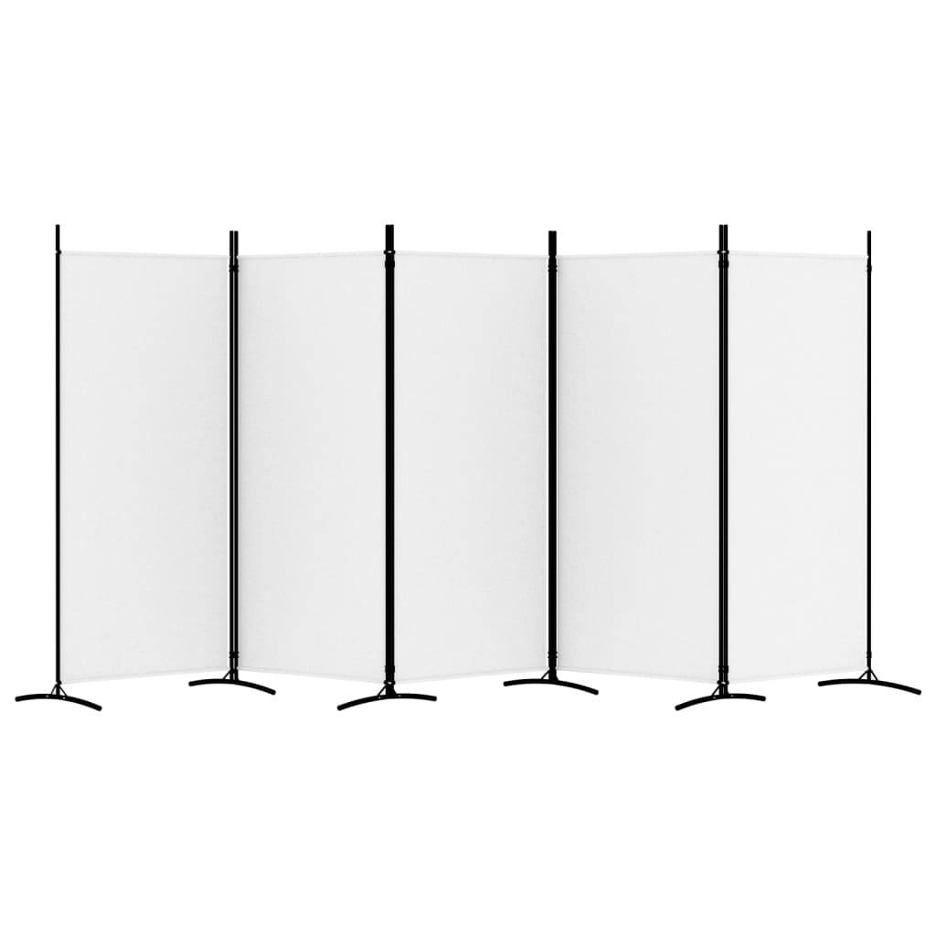 vidaXL 5-tlg. Paravent Weiß 433x180 cm Stoff