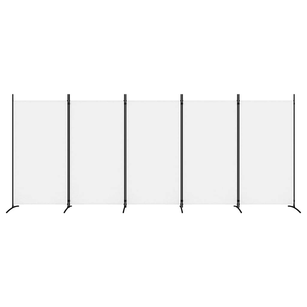 vidaXL 5-tlg. Paravent Weiß 433x180 cm Stoff