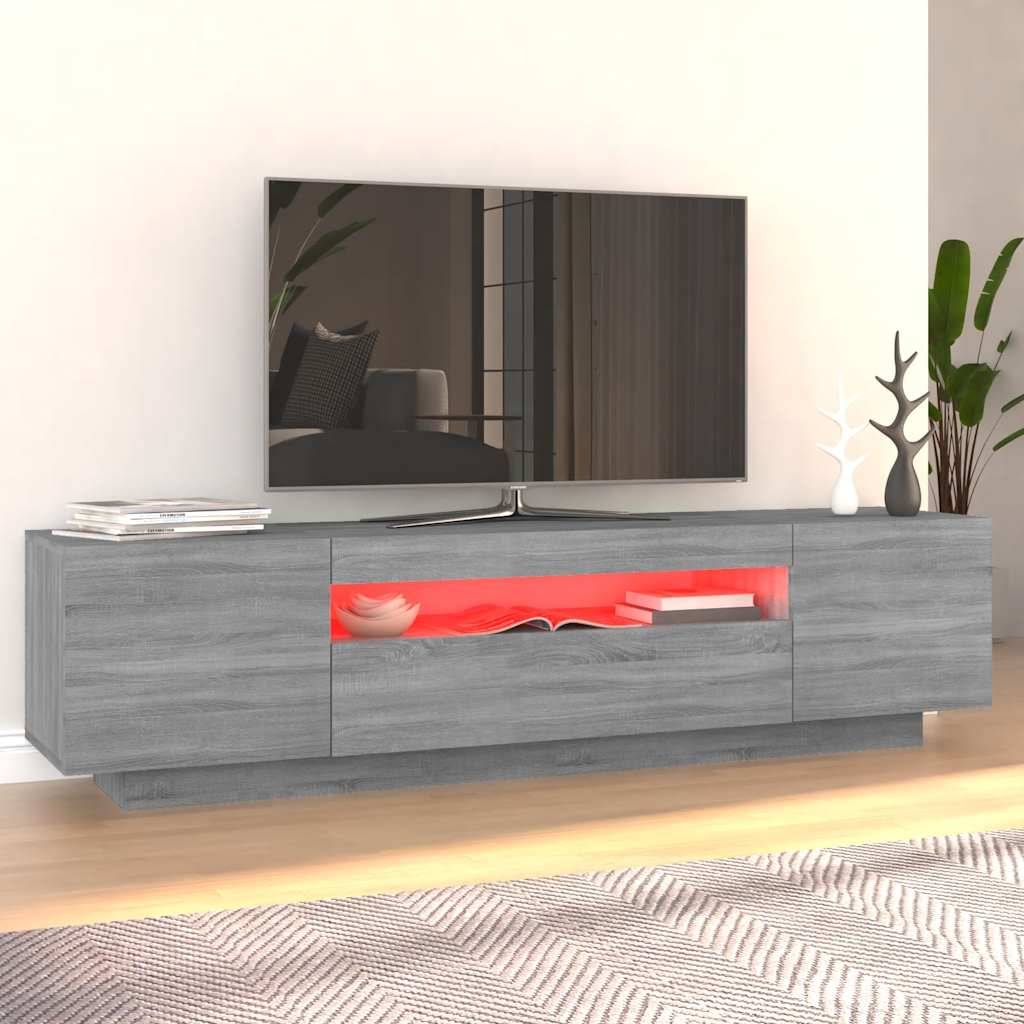 vidaXL TV-Schrank mit LED-Leuchten Grau Sonoma 160x35x40 cm