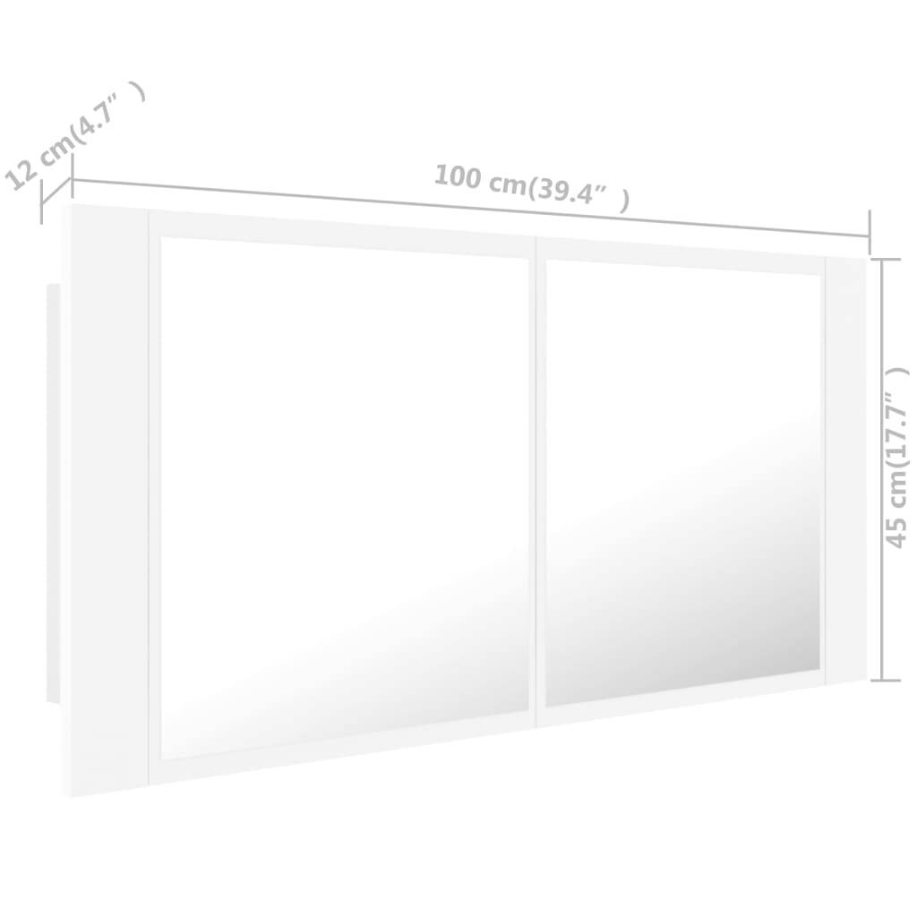 vidaXL LED-Bad-Spiegelschrank Weiß 100x12x45 cm Acryl