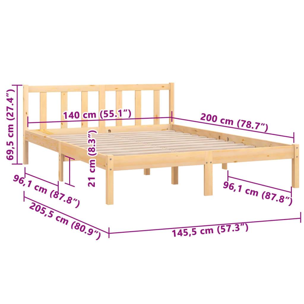 vidaXL Massivholzbett Kiefernholz 140x200 cm