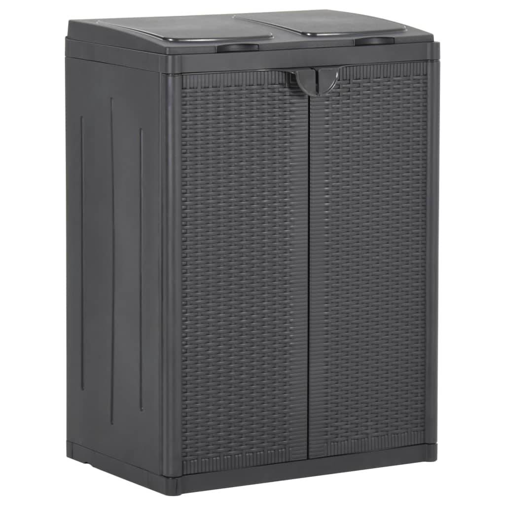 vidaXL Mülleimer mit 2 Türen Schwarz 65x45x88 cm PP