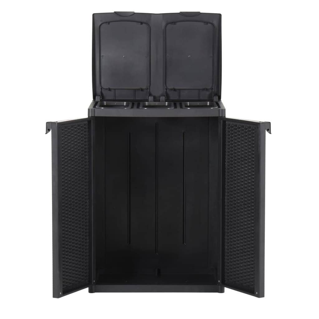 vidaXL Mülleimer mit 2 Türen Schwarz 65x45x88 cm PP