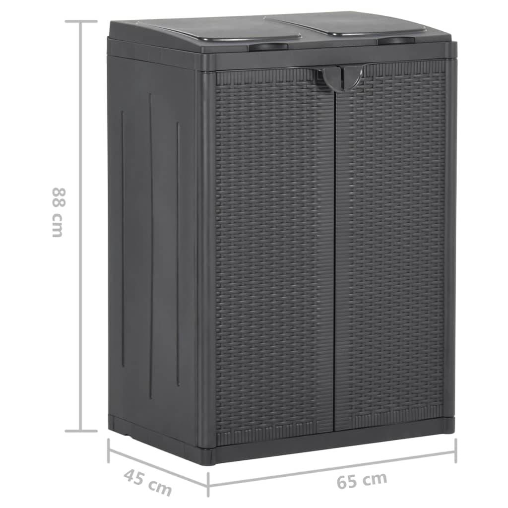 vidaXL Mülleimer mit 2 Türen Schwarz 65x45x88 cm PP