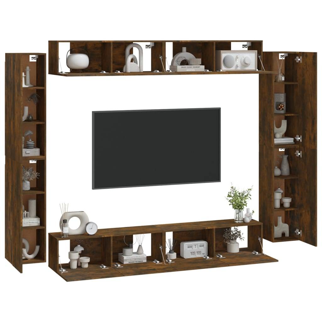 vidaXL 8-tlg. TV-Schrank-Set Räuchereiche Holzwerkstoff