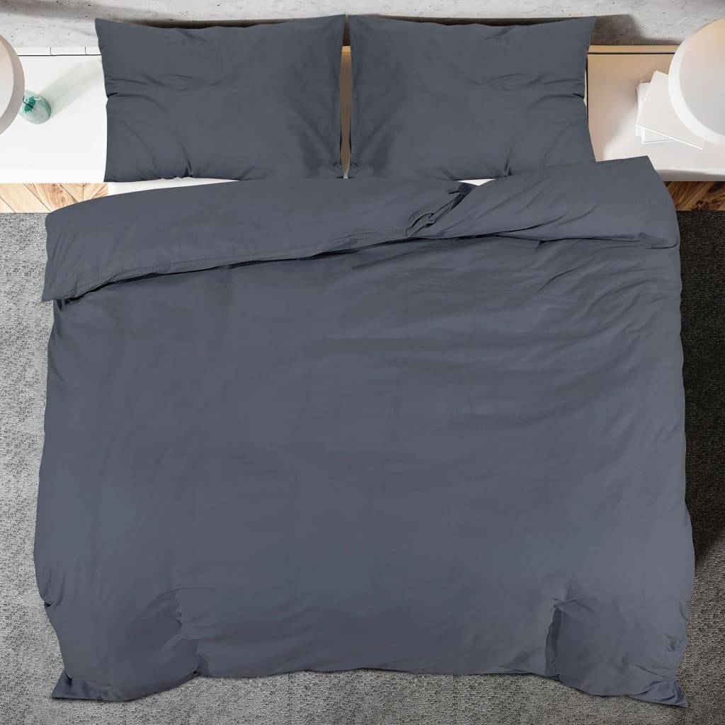 vidaXL Bettwäsche-Set Anthrazit 155x220 cm Baumwolle