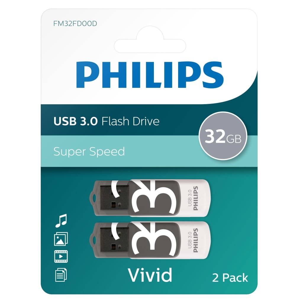 Philips 3.0 USB-Sticks Vivid 2 Stk. 32 GB Weiß und Grau