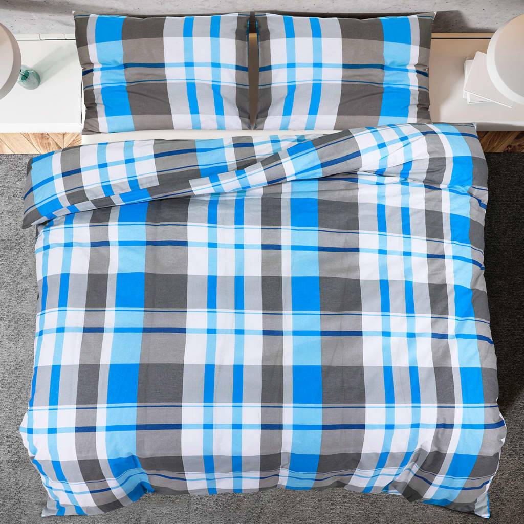 vidaXL Bettwäsche-Set Blau und Grau 200x220 cm Baumwolle