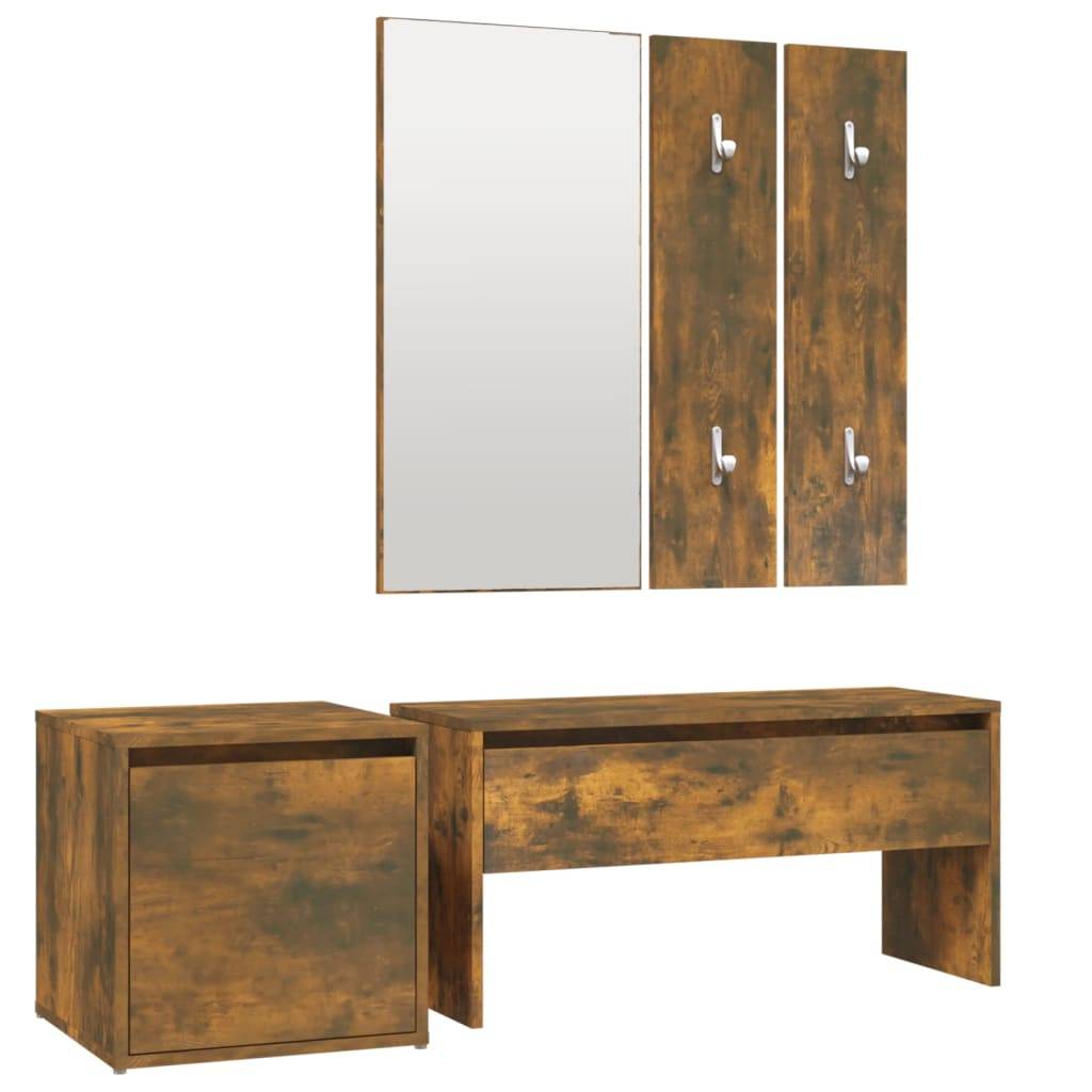 vidaXL Garderoben-Set Räuchereiche Holzwerkstoff