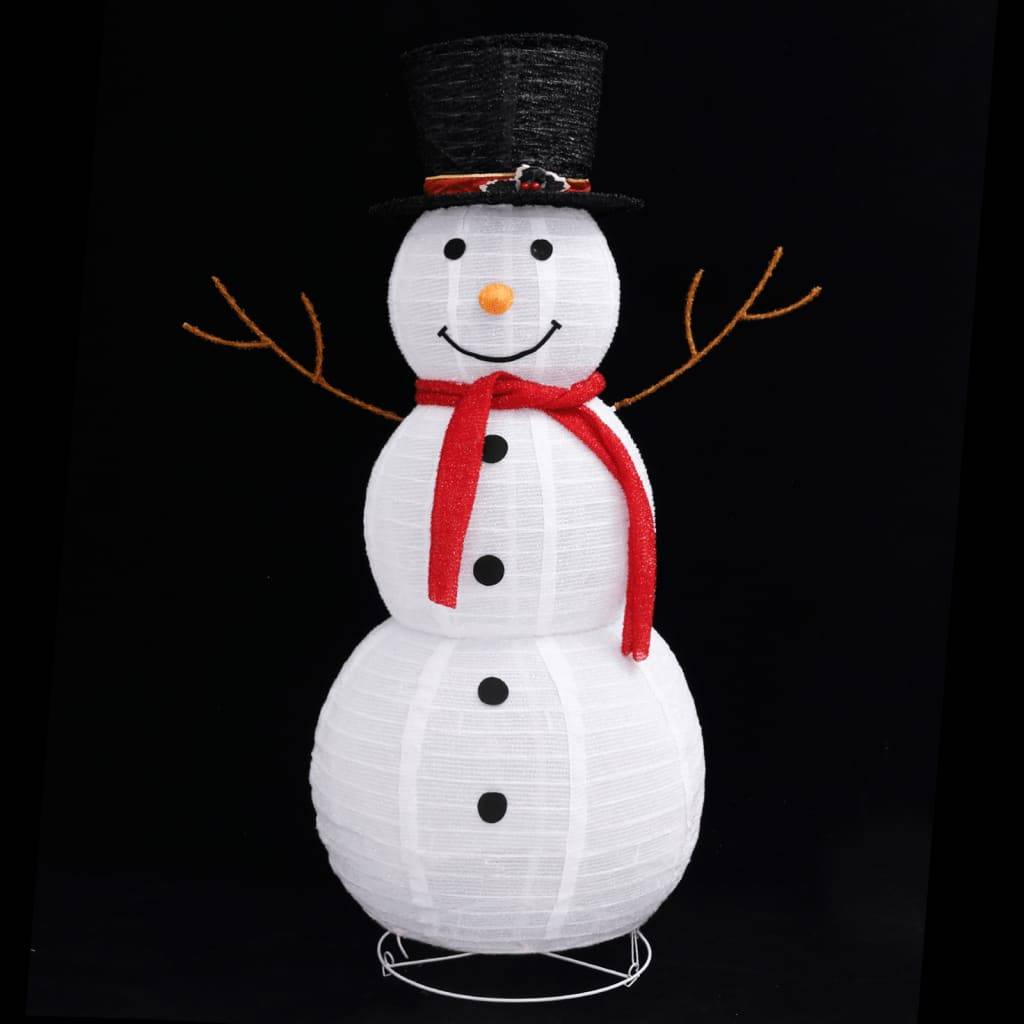 vidaXL LED-Schneemann Weihnachtsfigur Luxus-Stoff 120 cm