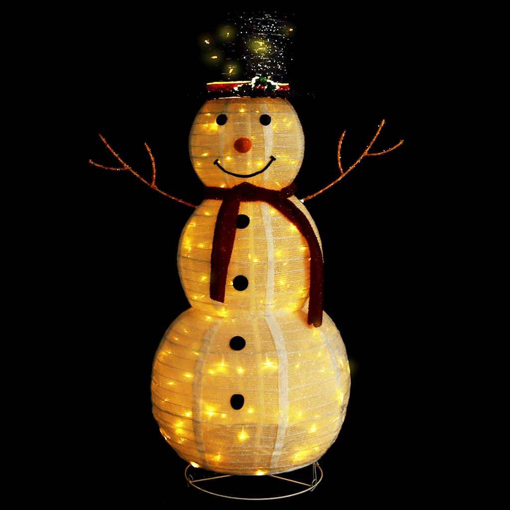 vidaXL LED-Schneemann Weihnachtsfigur Luxus-Stoff 120 cm