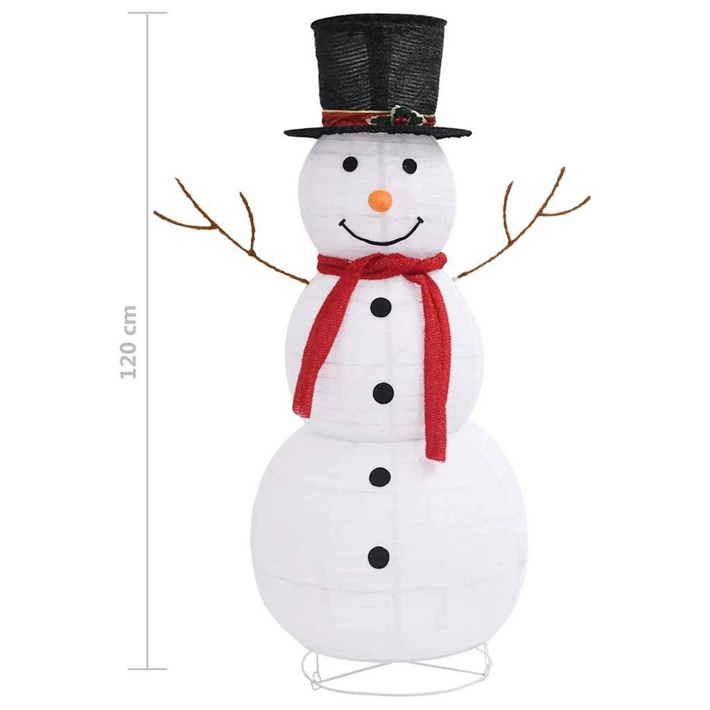 vidaXL LED-Schneemann Weihnachtsfigur Luxus-Stoff 120 cm