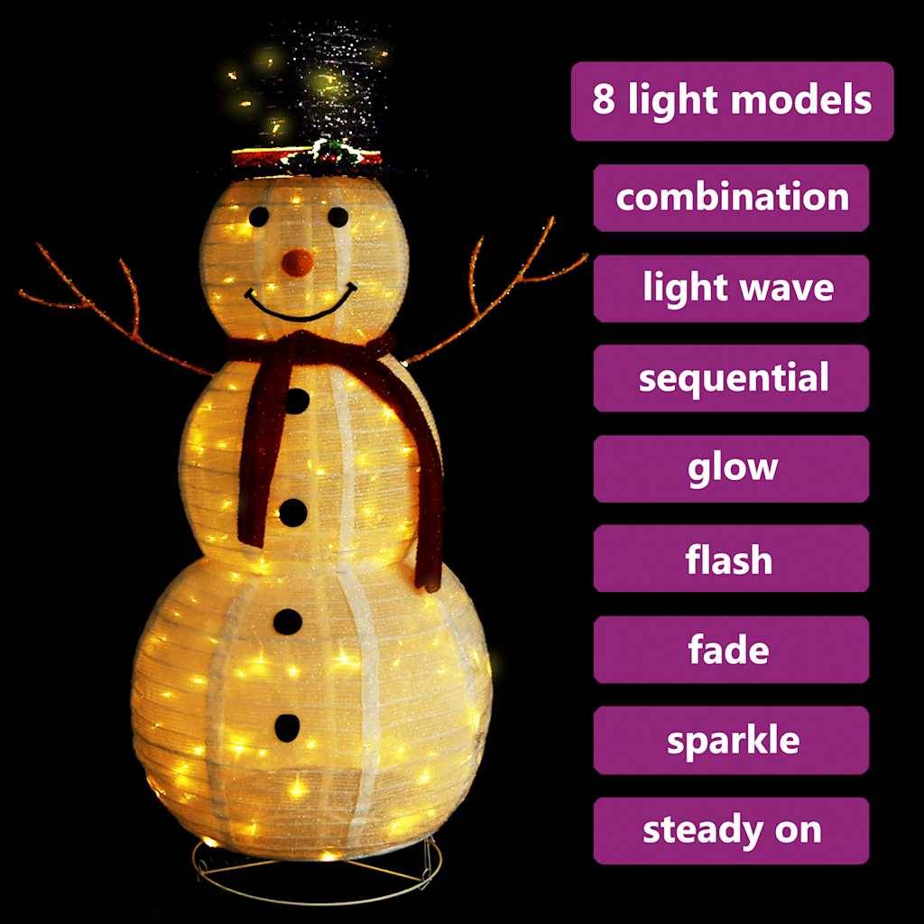 vidaXL LED-Schneemann Weihnachtsfigur Luxus-Stoff 120 cm