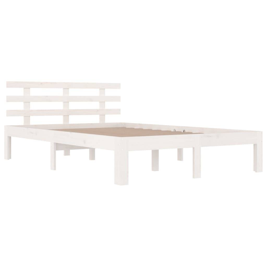 vidaXL Massivholzbett Weiß 140x190 cm